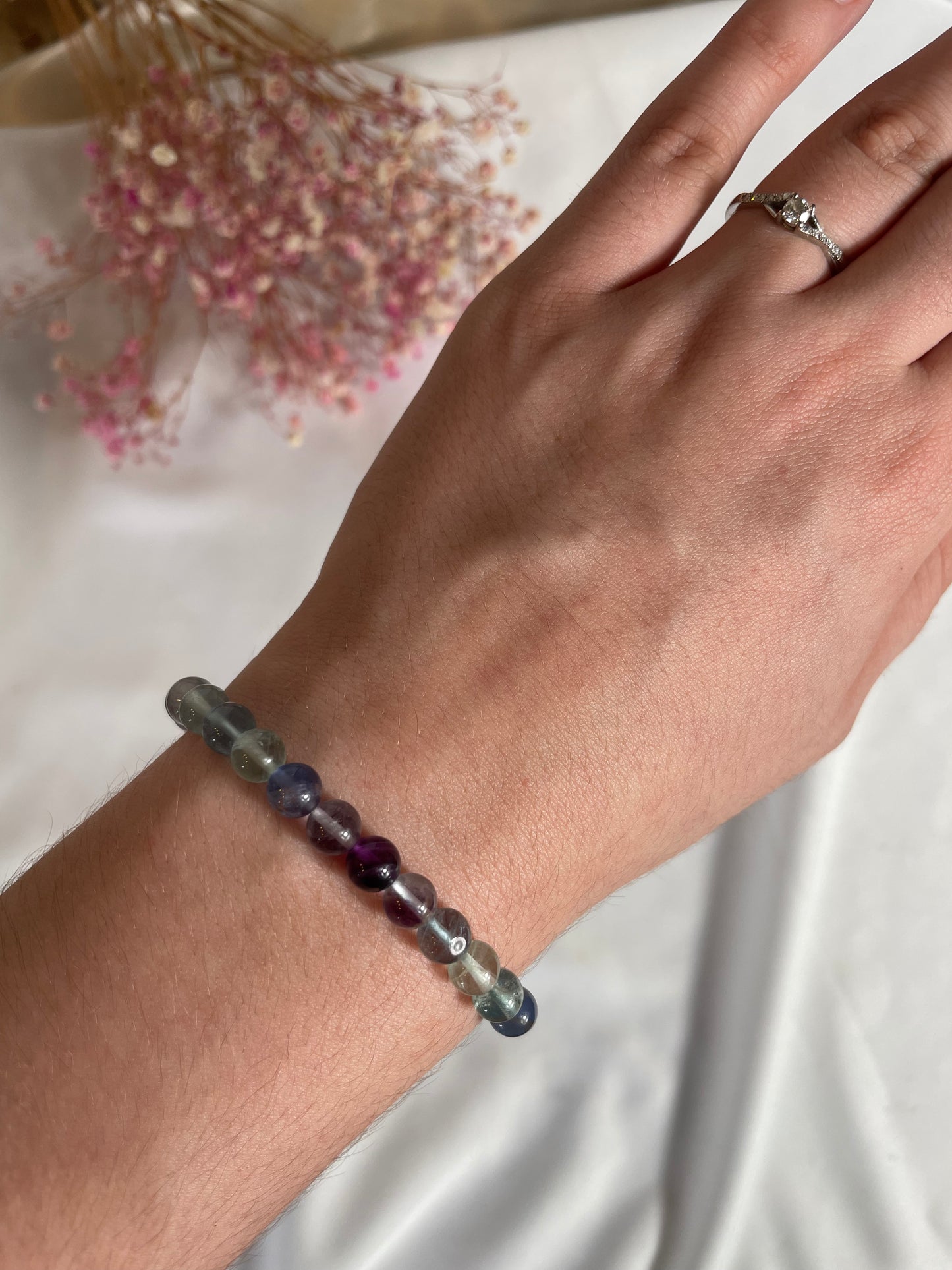 Regenbogen Fluorit Kugelarmband 6mm, A-Qualität