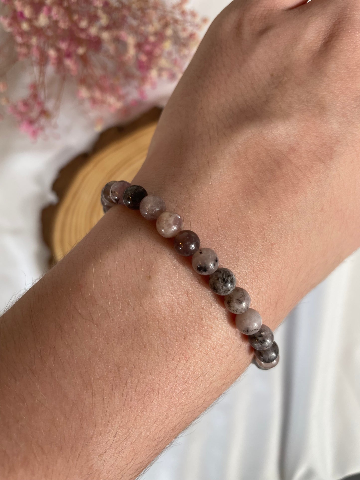 Erdbeerquarz Kugelarmband 6mm