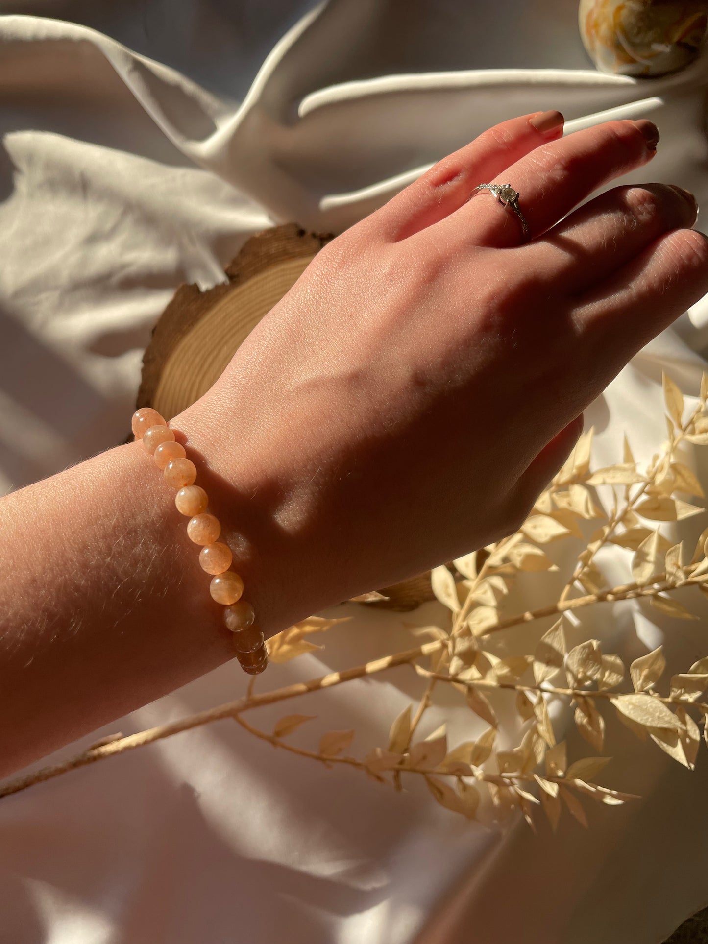 Mondstein Kugelarmband 6mm