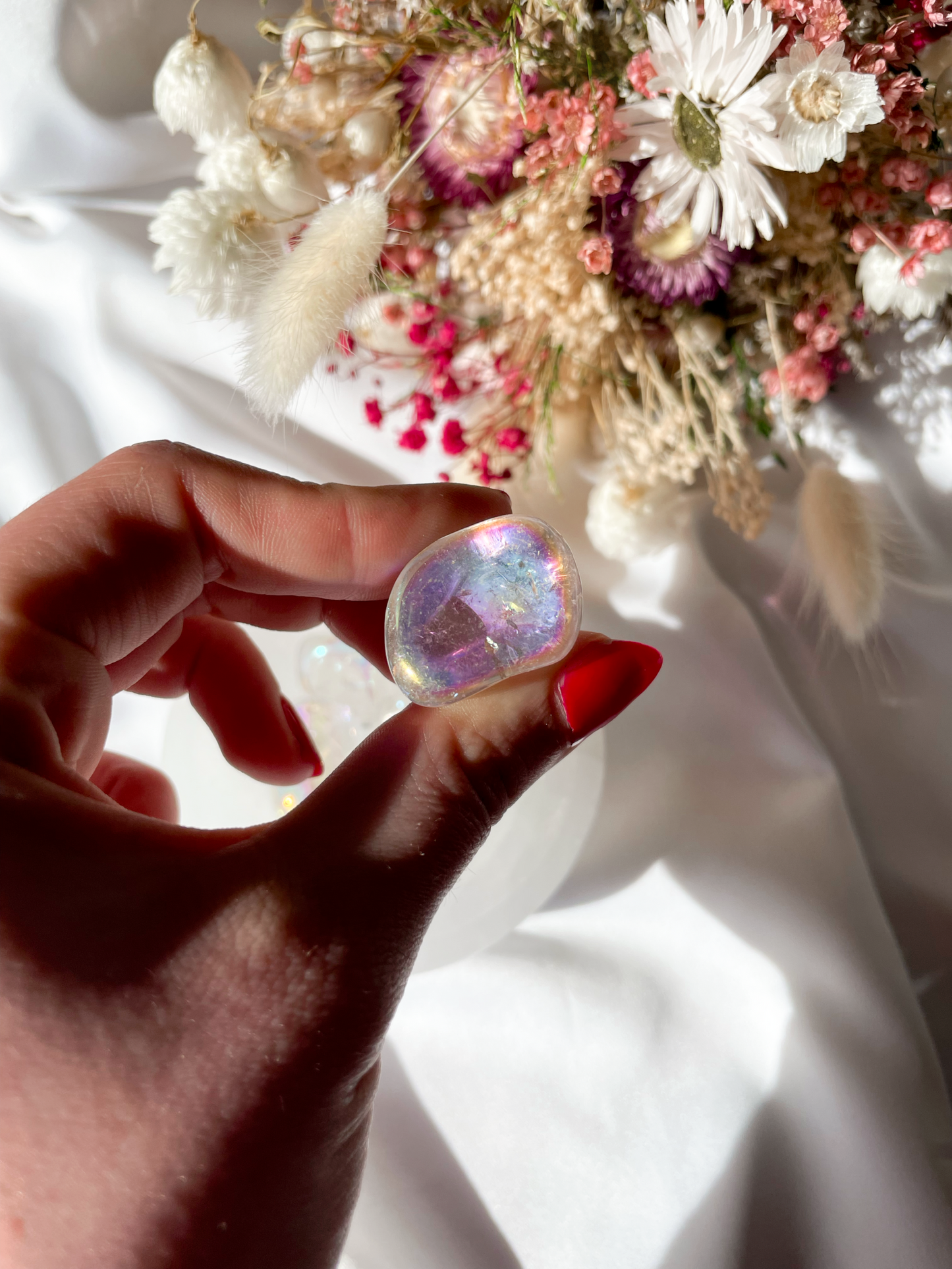 Angel Aura Bergkristall Trommelstein