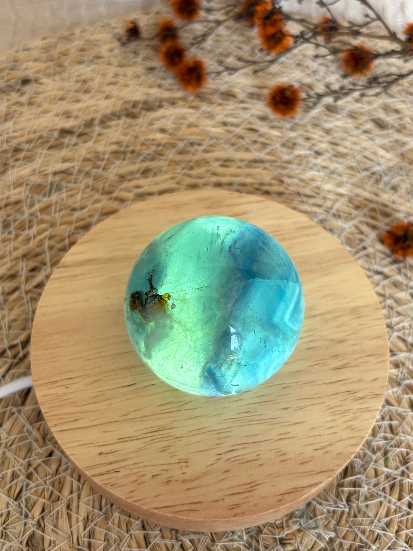 Blau-grüne Fluorit Kugel BA49