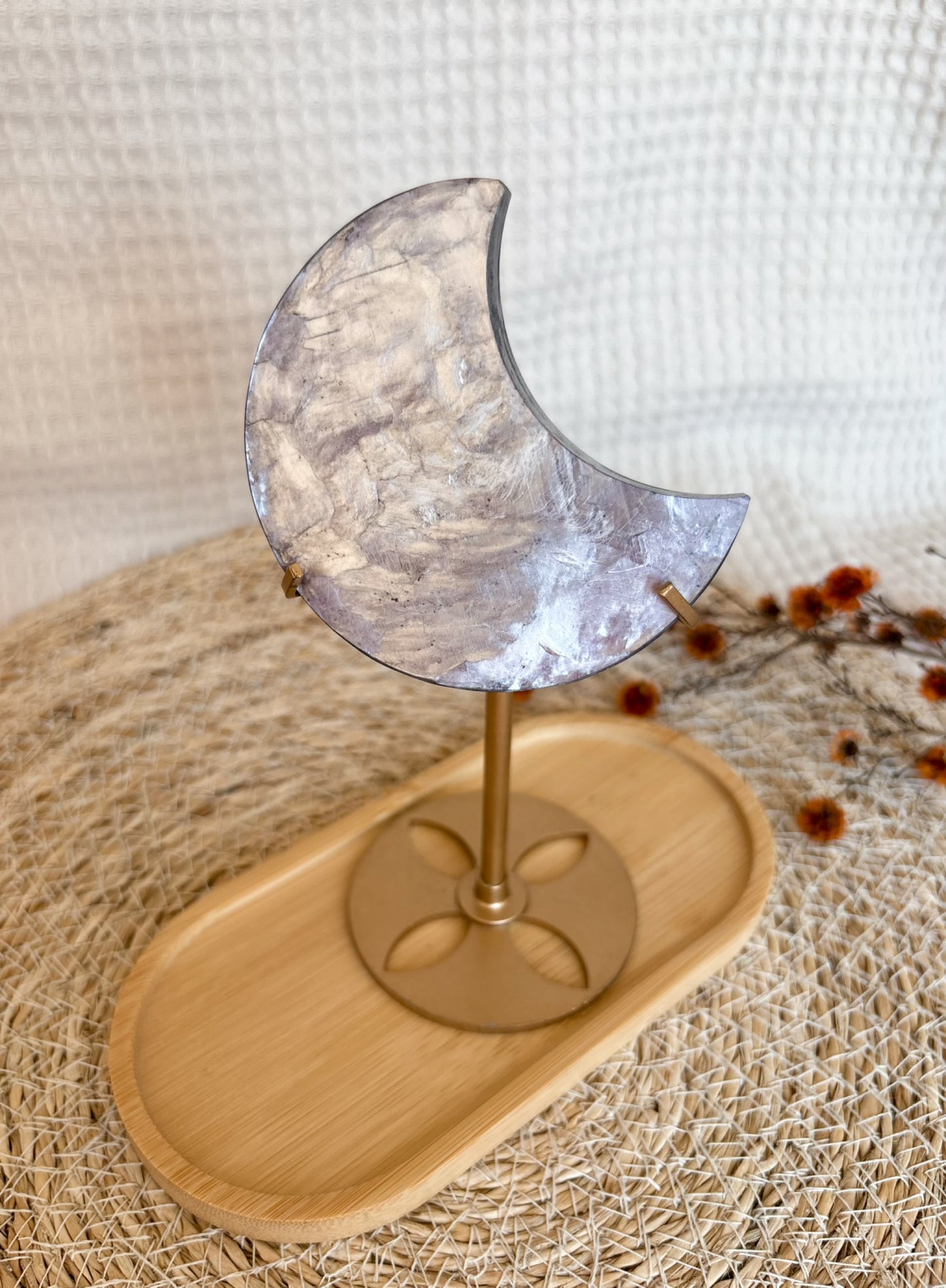 Gem Lepidolith Mond auf Ständer