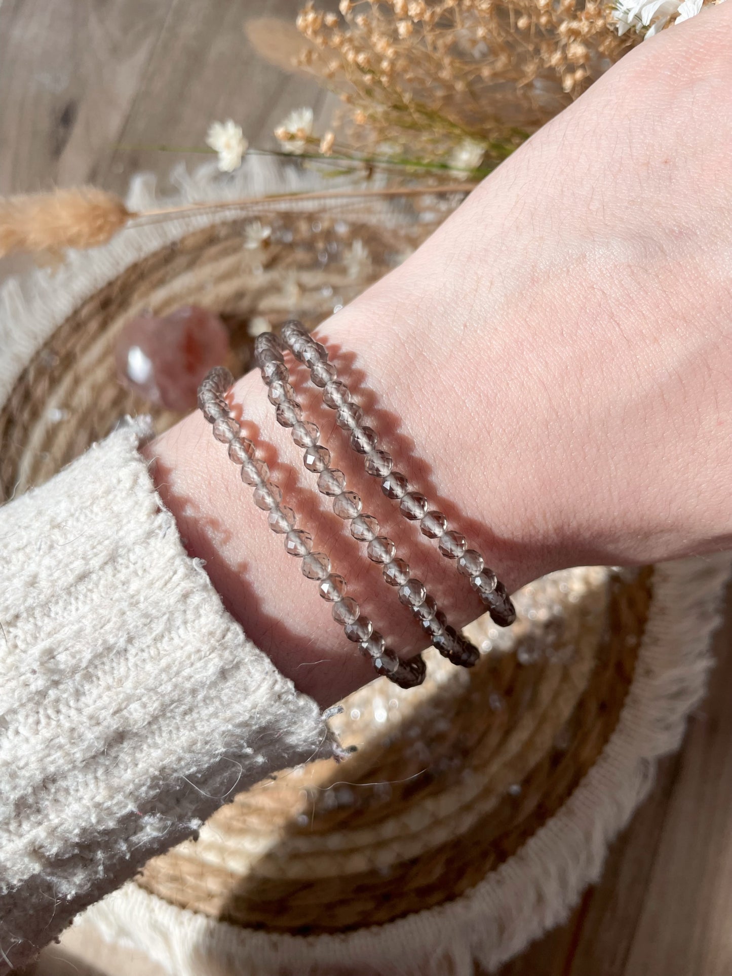 Rauchquarz facettiert Armband 4mm