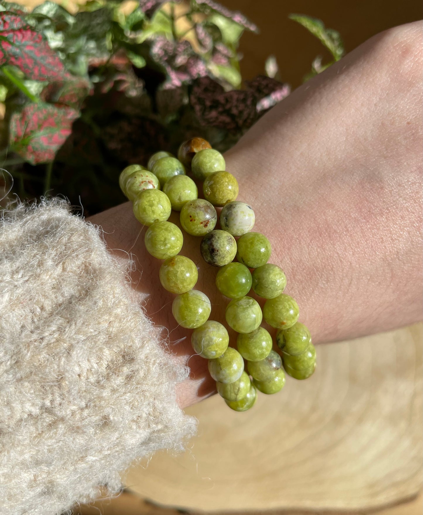Pistazienopal Armband 8mm