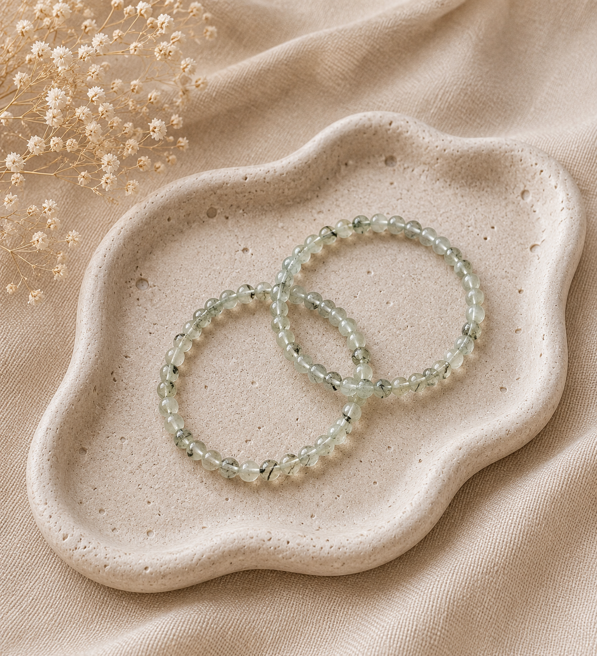 Prehnit Kugelarmband - 6mm