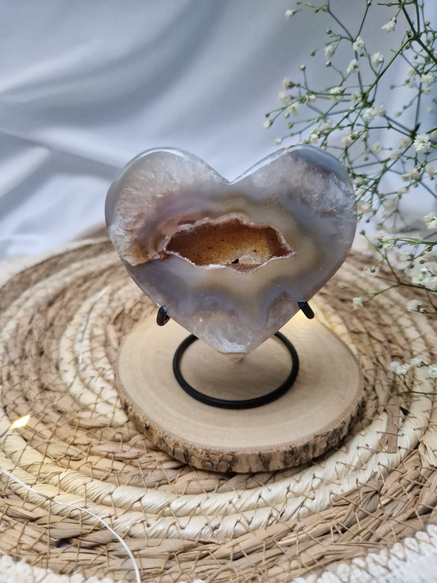 Druzy Achat Herz auf Ständer Nr. 1