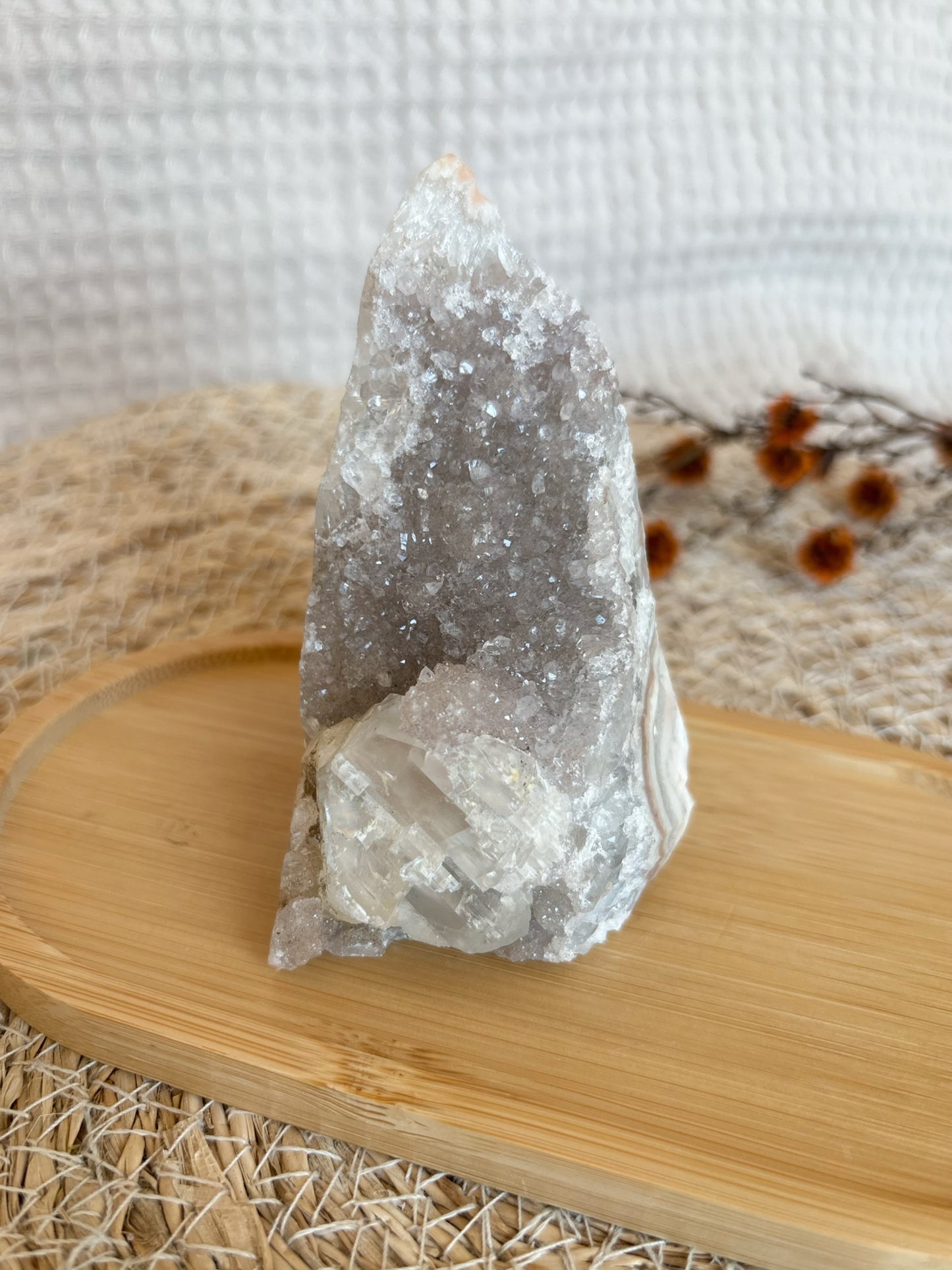 Galaxy Amethyst mit Calcit und Achat