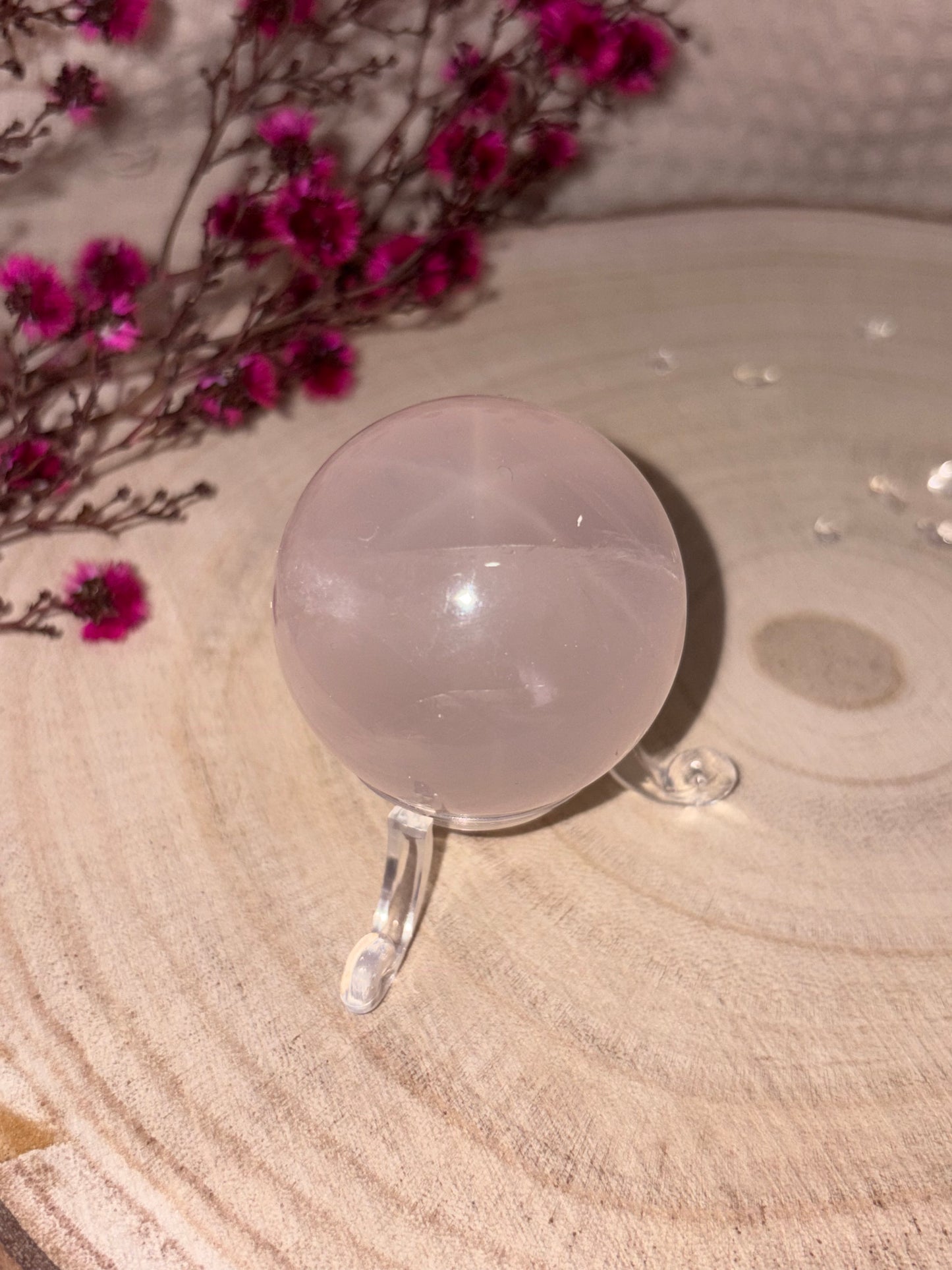Transparente Rosenquarz Kugel mit Stern, High Quality ⭐️ Nr. 4