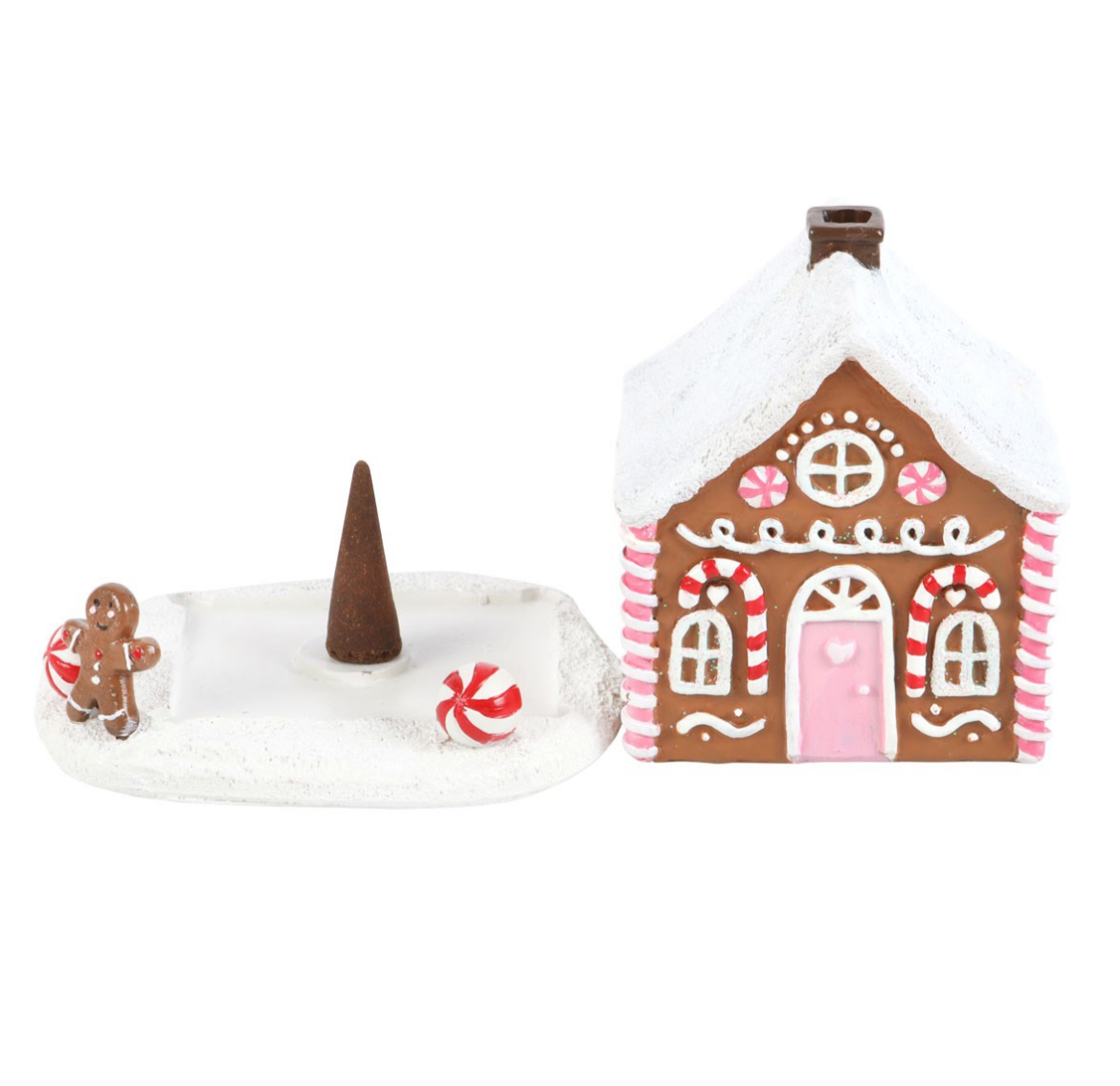 Pinkes Lebkuchenhaus - Räucherkegelhalterung