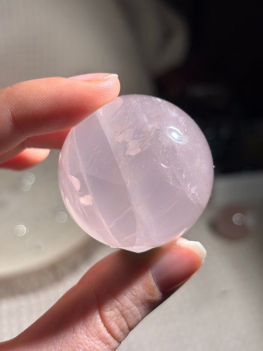 Transparente Rosenquarz Kugel mit Stern, High Quality ⭐️ Nr. 2