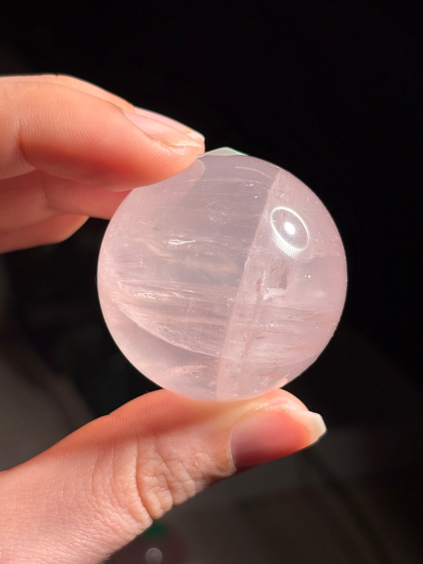 Transparente Rosenquarz Kugel mit Stern, High Quality ⭐️ Nr. 9