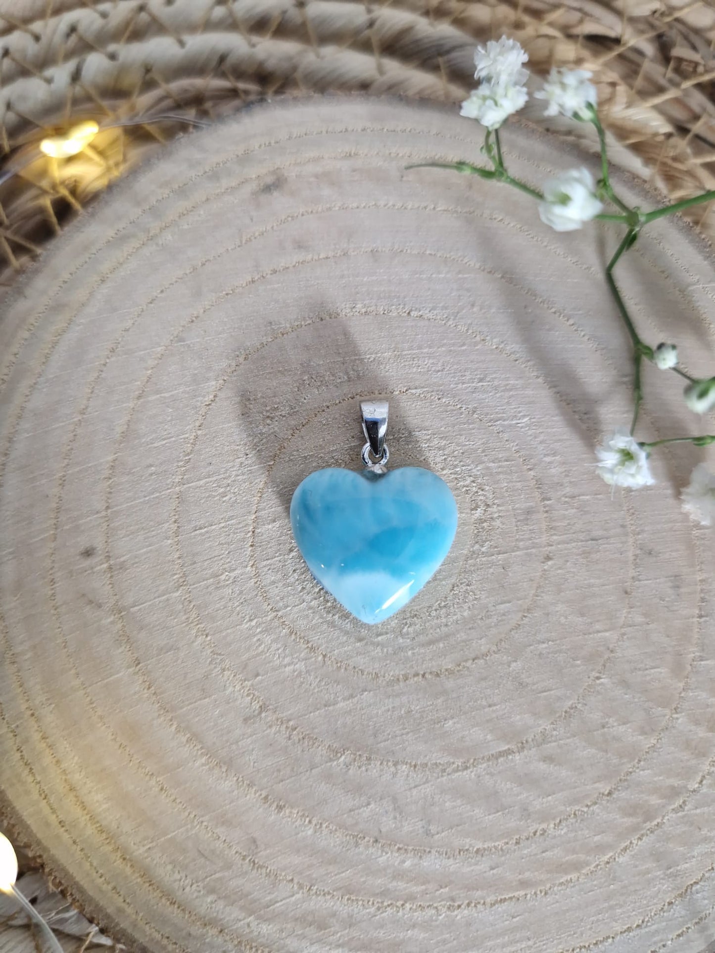 Larimar Herz Anhänger, 925 Silber