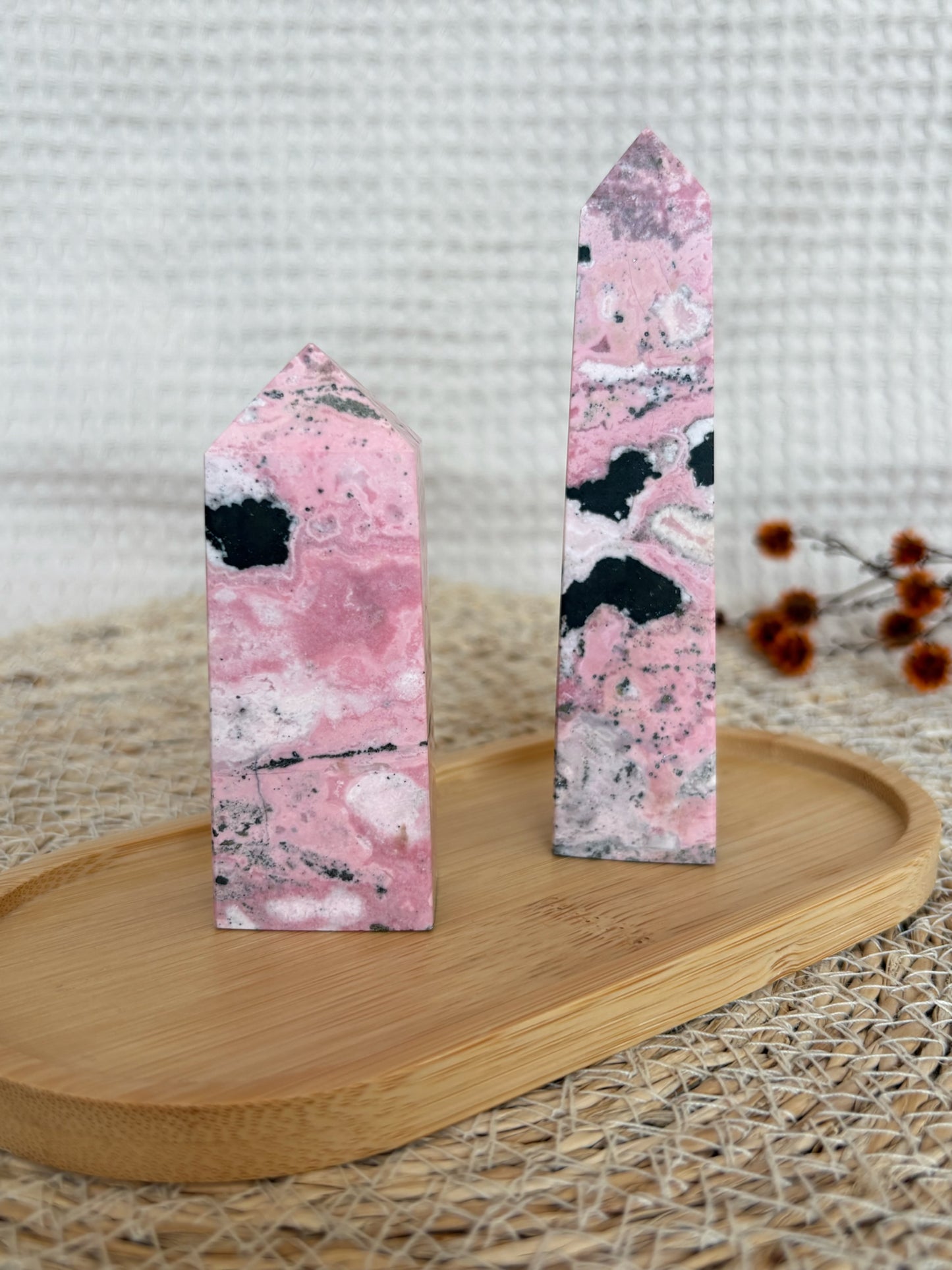 Pink Rhodonit Spitzen aus Peru [A & B ]