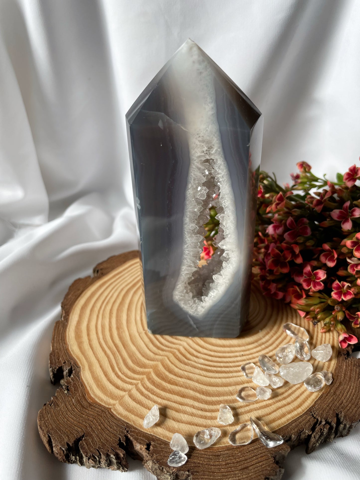 Achat Spitze mit Amethyst, Brasilien, AB91