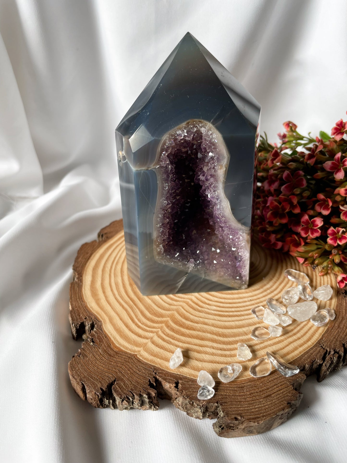 Achat Spitze mit Amethyst, Brasilien, AB155