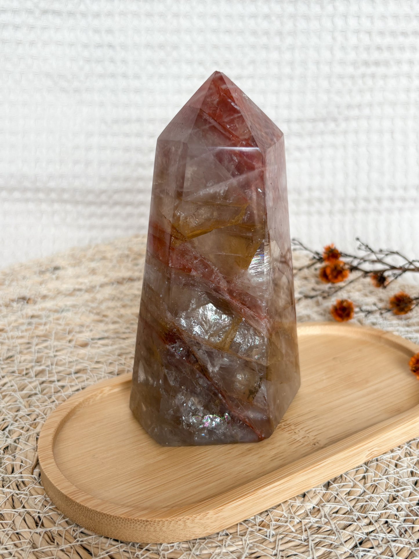 Feuerquarz x Golden Healer Spitze mit Dendriten - B-Ware