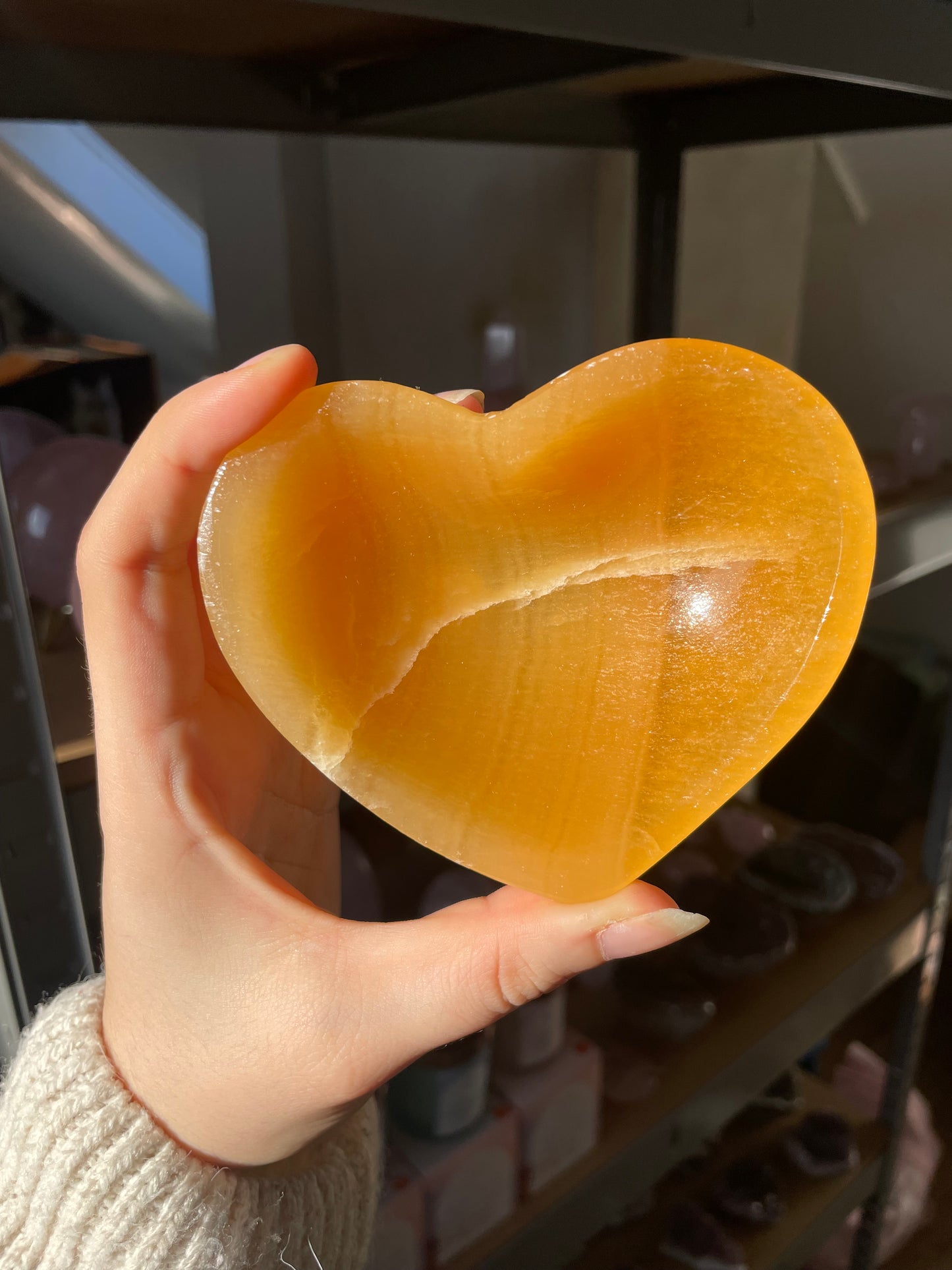 Orangencalcit Herz Schale 🍊