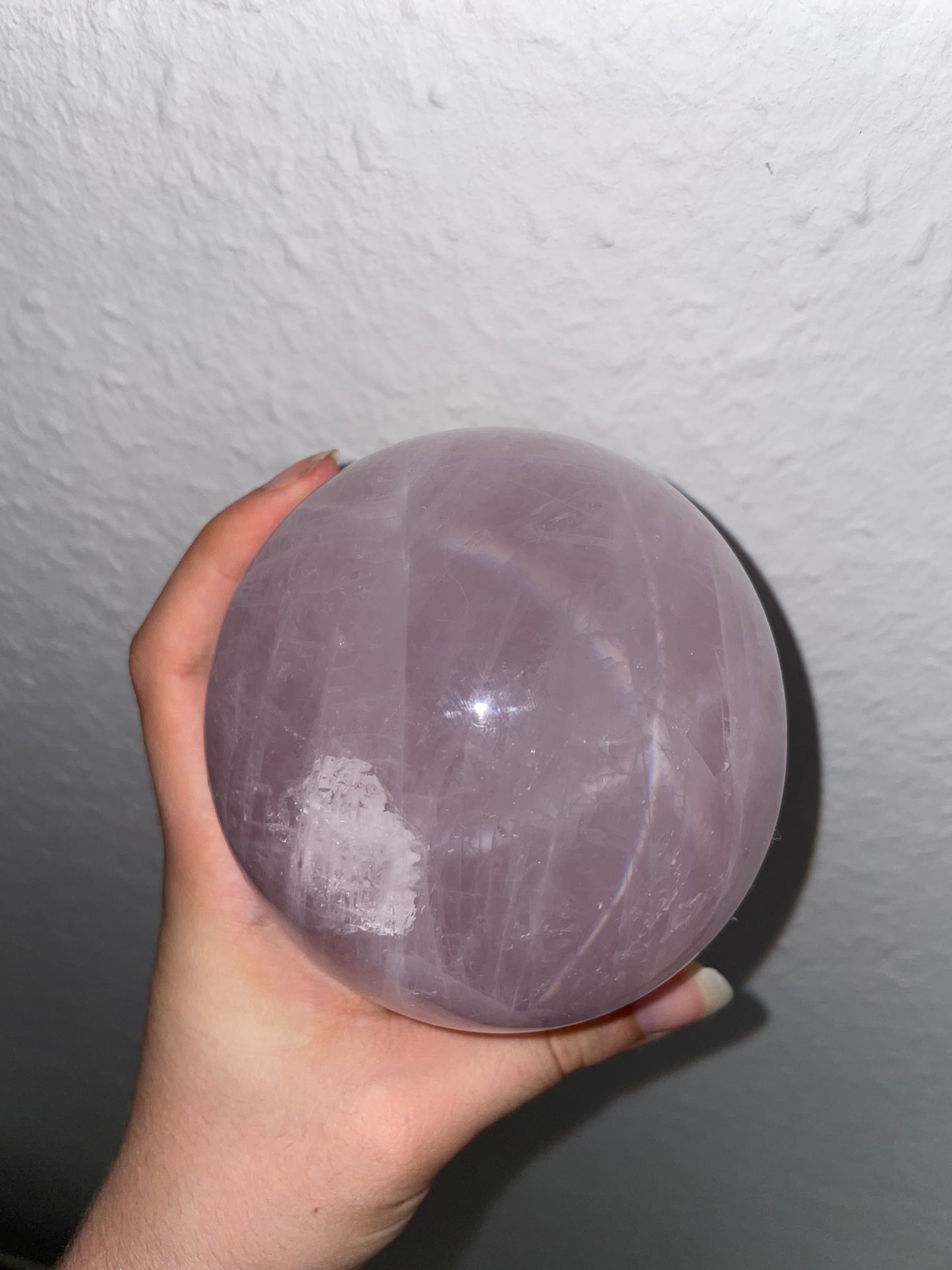 XL Violette Rosenquarz Kugel mit Stern