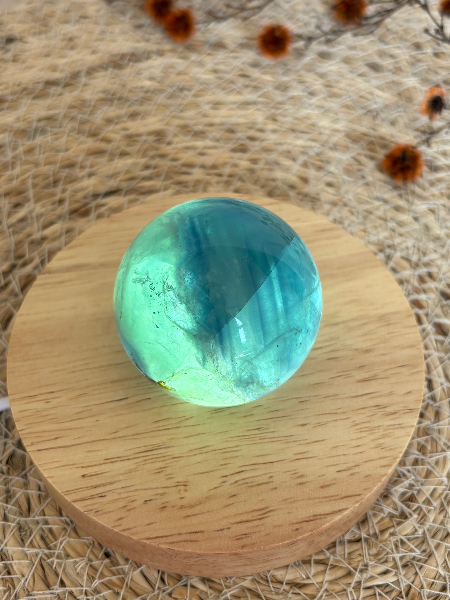 Blau-grüne Fluorit Kugel BA49