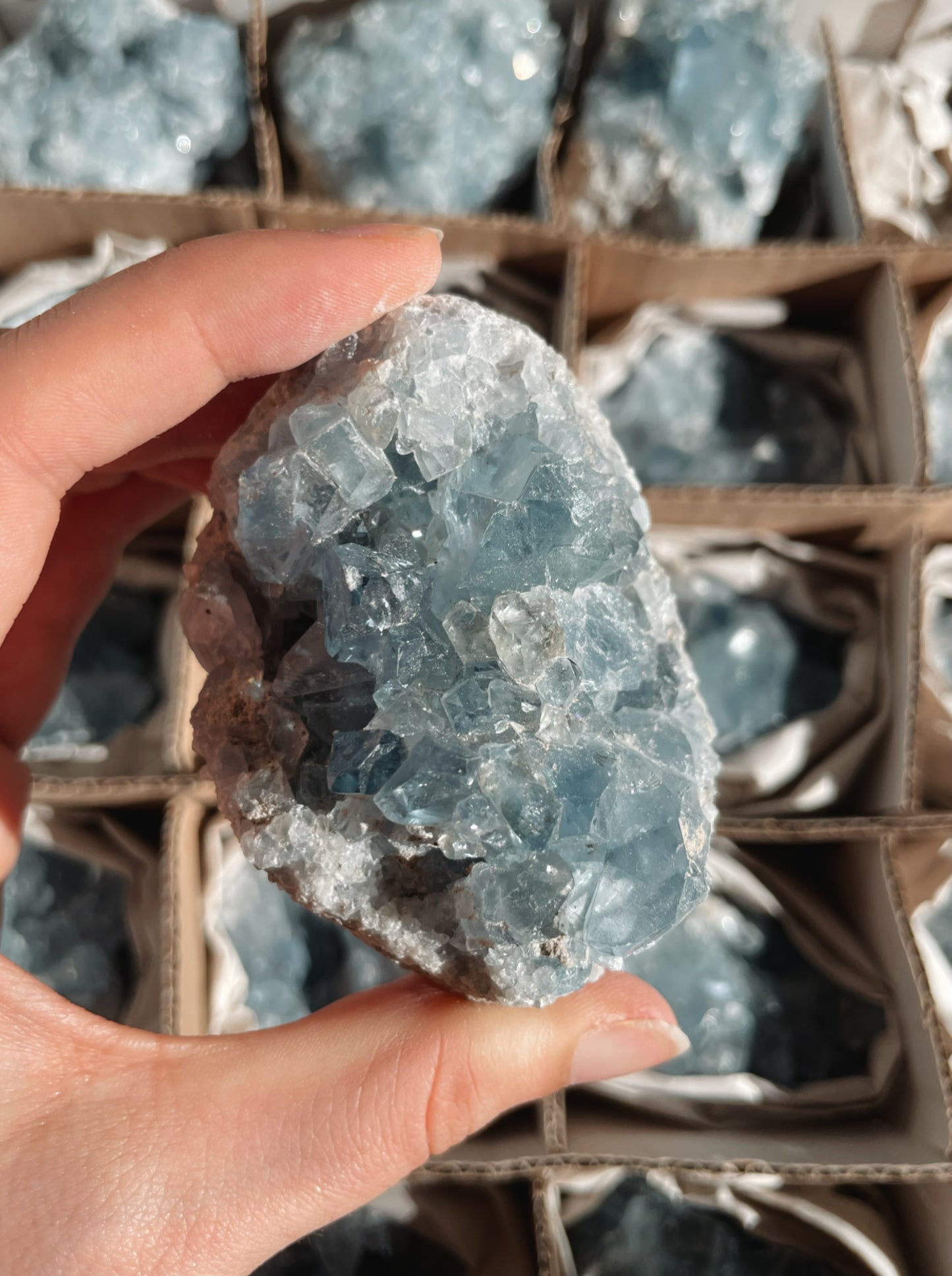 Coelestin Stufen aus Madagaskar, A-Qualität - auswählbar