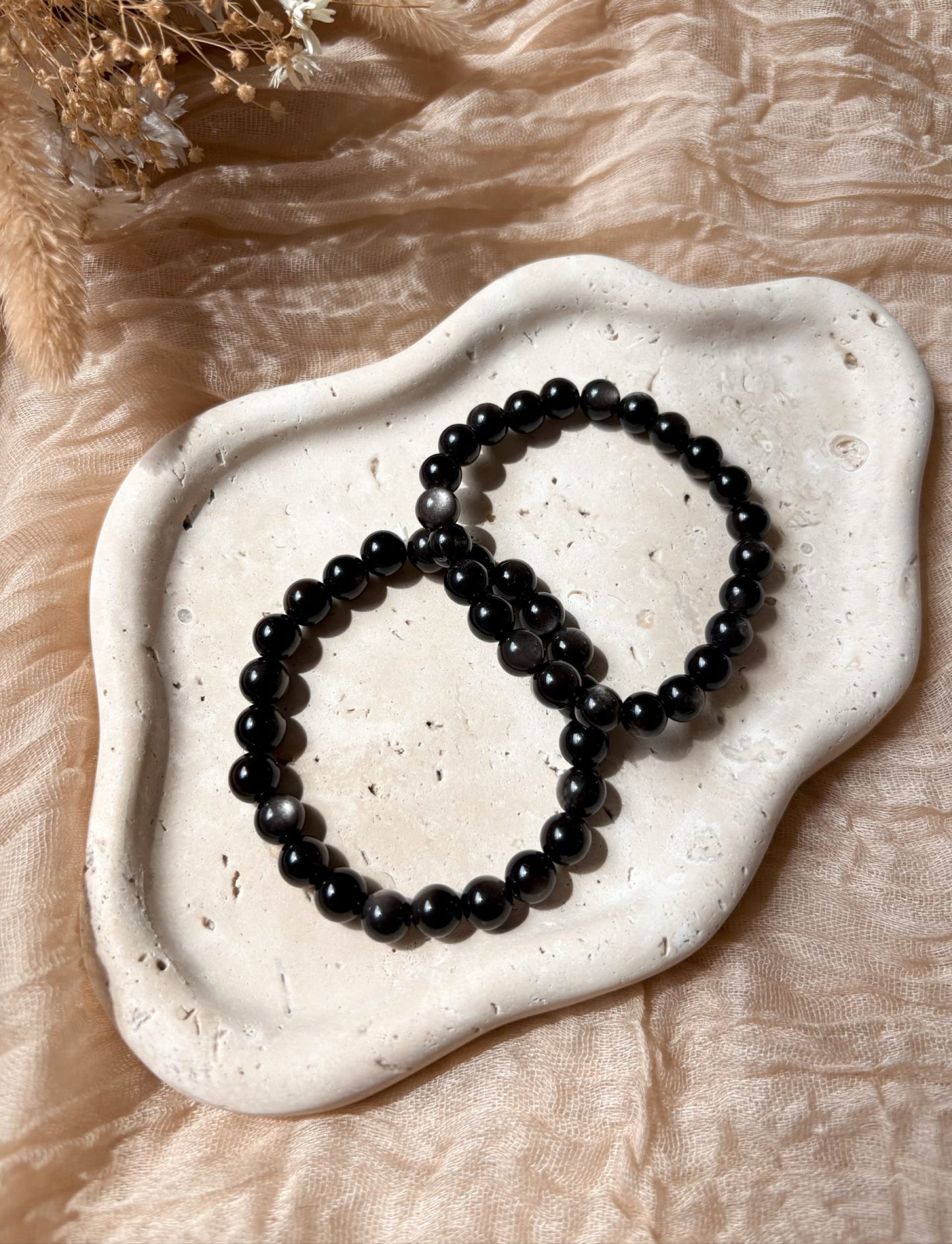 Silberobsidian Kugelarmband - 8mm
