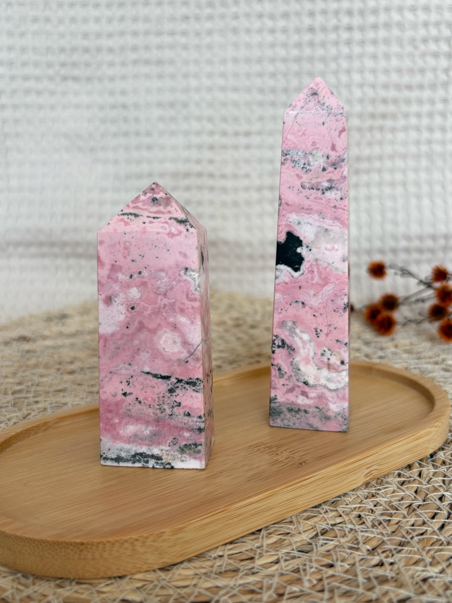 Pink Rhodonit Spitzen aus Peru [A & B ]