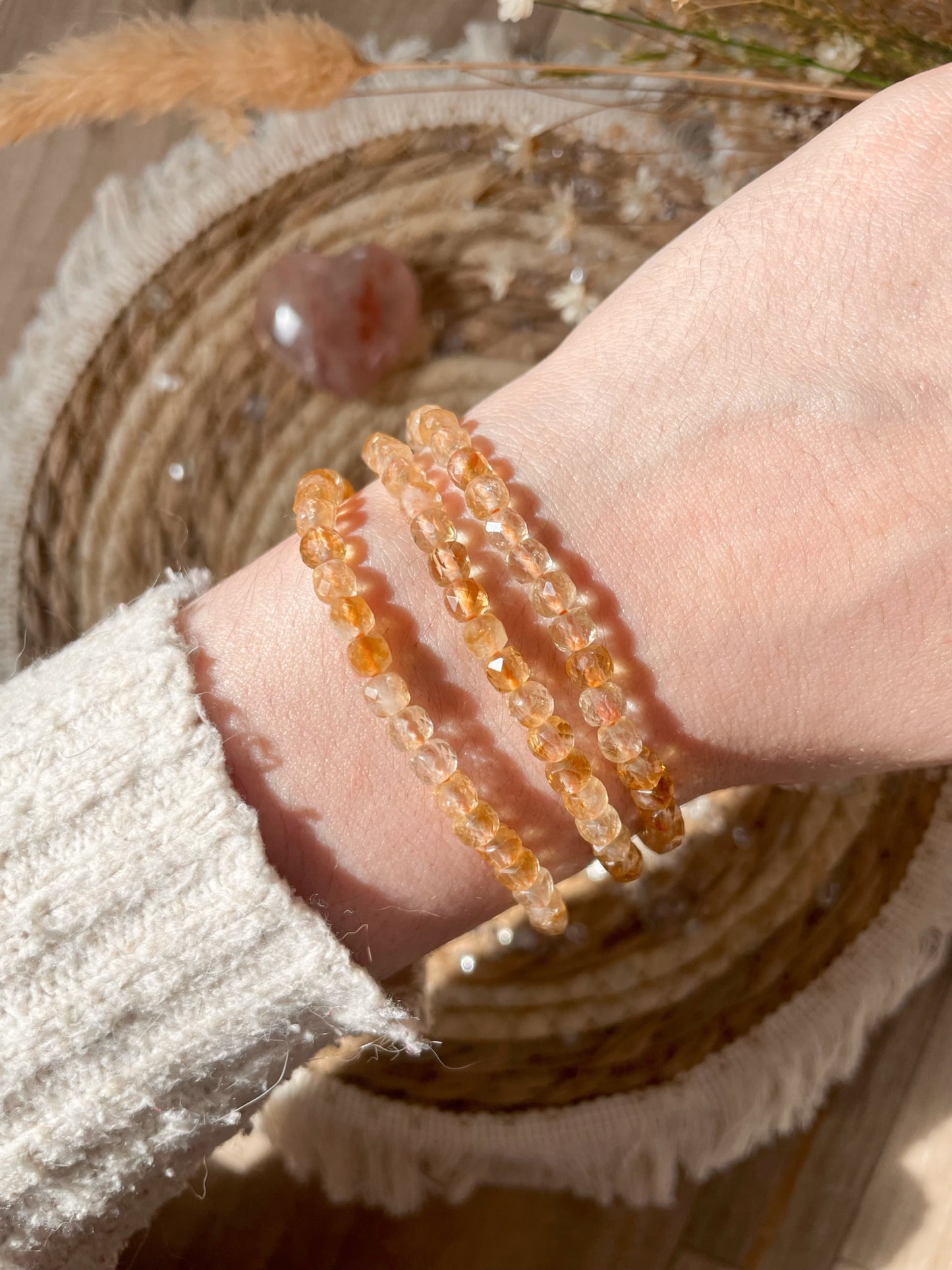 Citrin gebrannt facettiert Armband 4-5mm