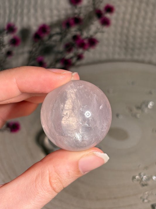 Transparente Rosenquarz Kugel mit Stern, High Quality ⭐️ Nr. 7