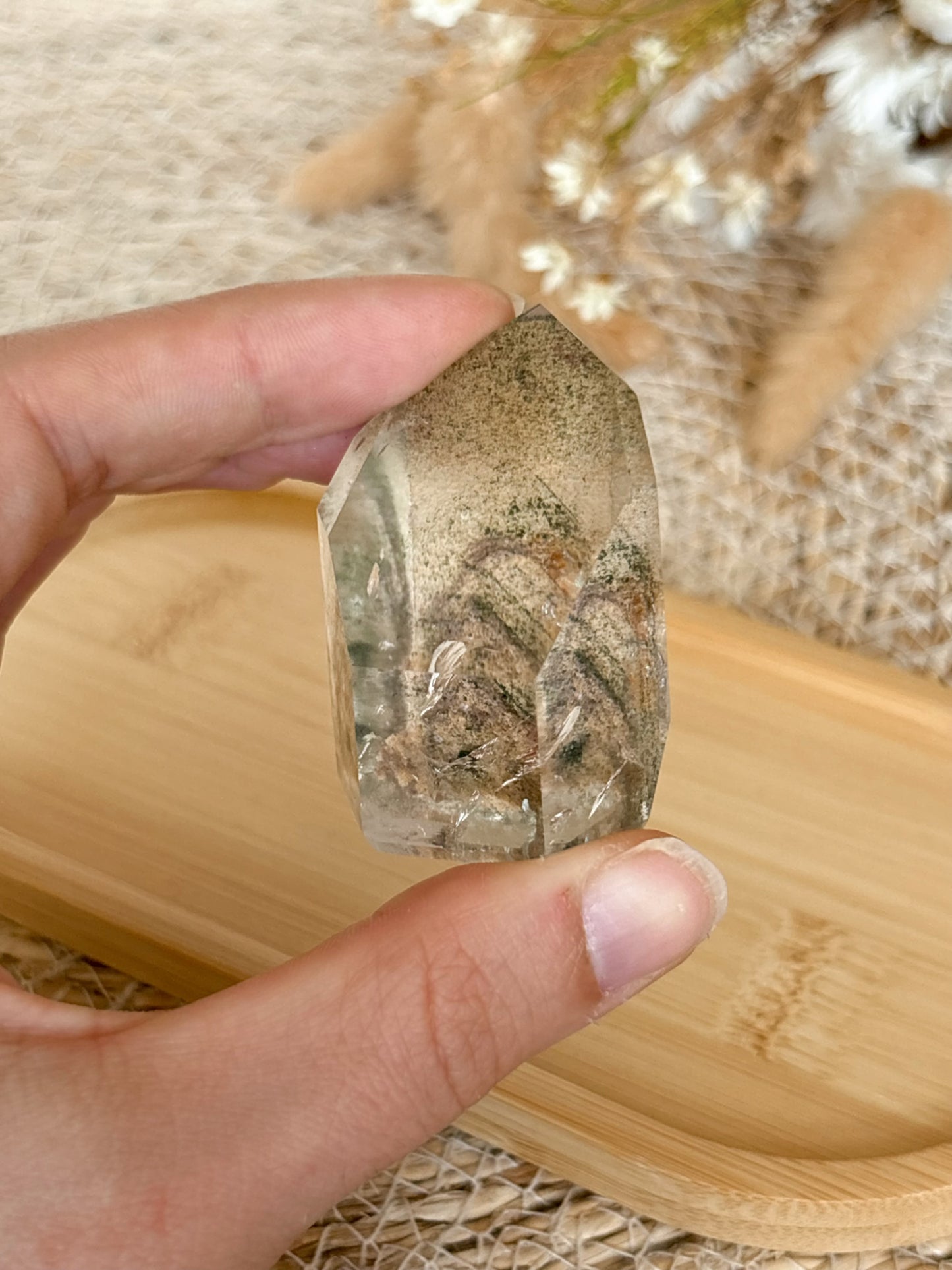 Gartenquarz Spitze mit Phantom Nr. 8