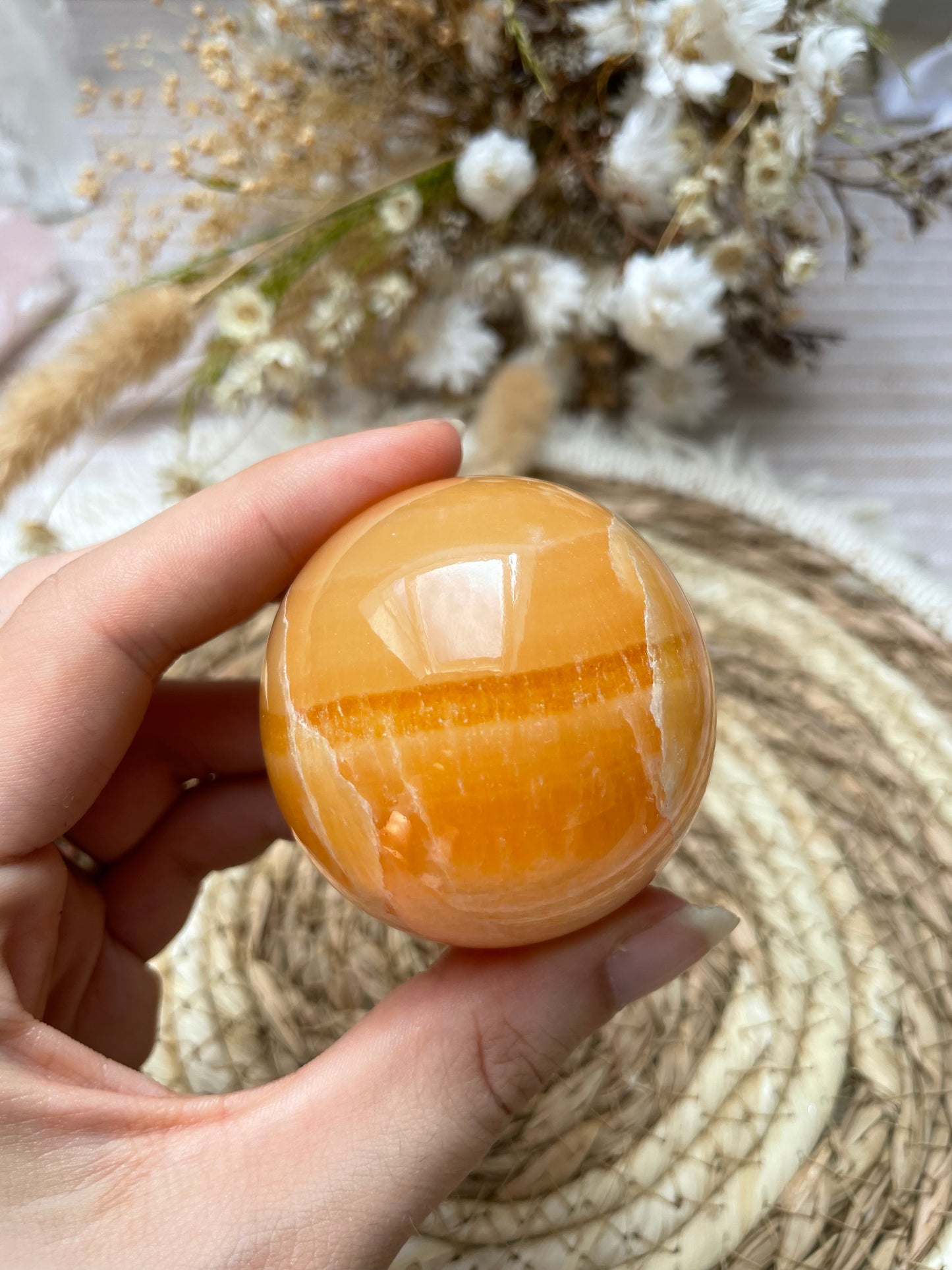 Orangencalcit Kugel Nr. 2