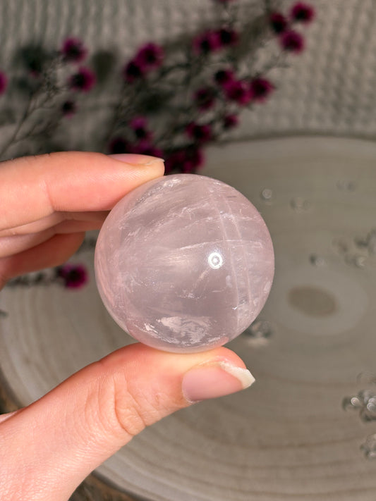 Transparente Rosenquarz Kugel mit Stern, High Quality ⭐️ Nr. 9