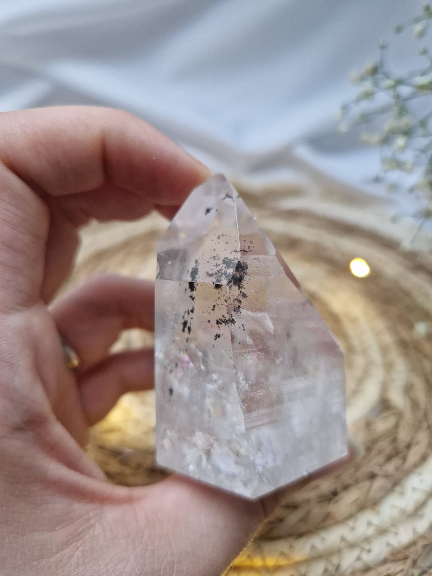 Bergkristall Spitze mit Einschlüssen, Extra Qualität