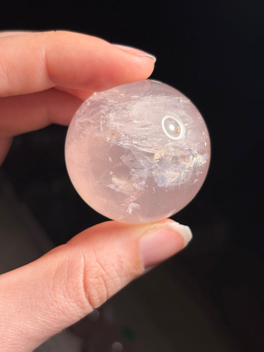 Transparente Rosenquarz Kugel mit Stern, High Quality ⭐️ Nr. 3