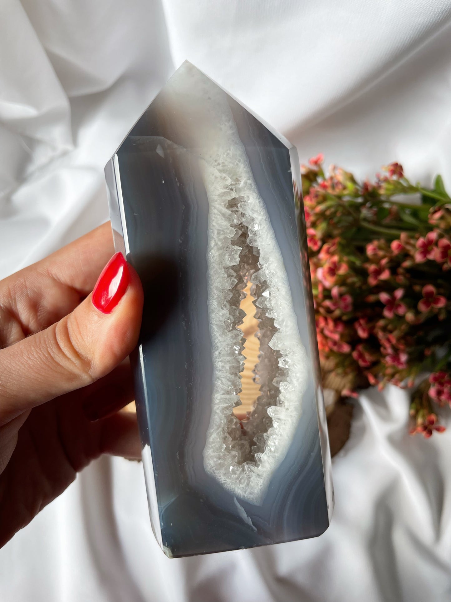 Achat Spitze mit Amethyst, Brasilien, AB91