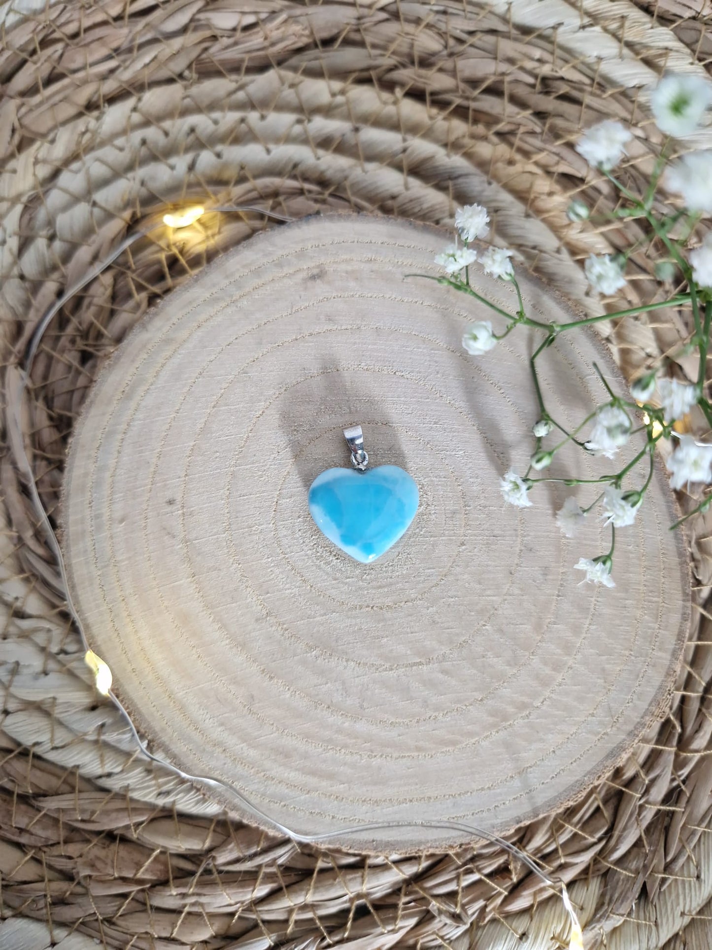 Larimar Herz Anhänger, 925 Silber