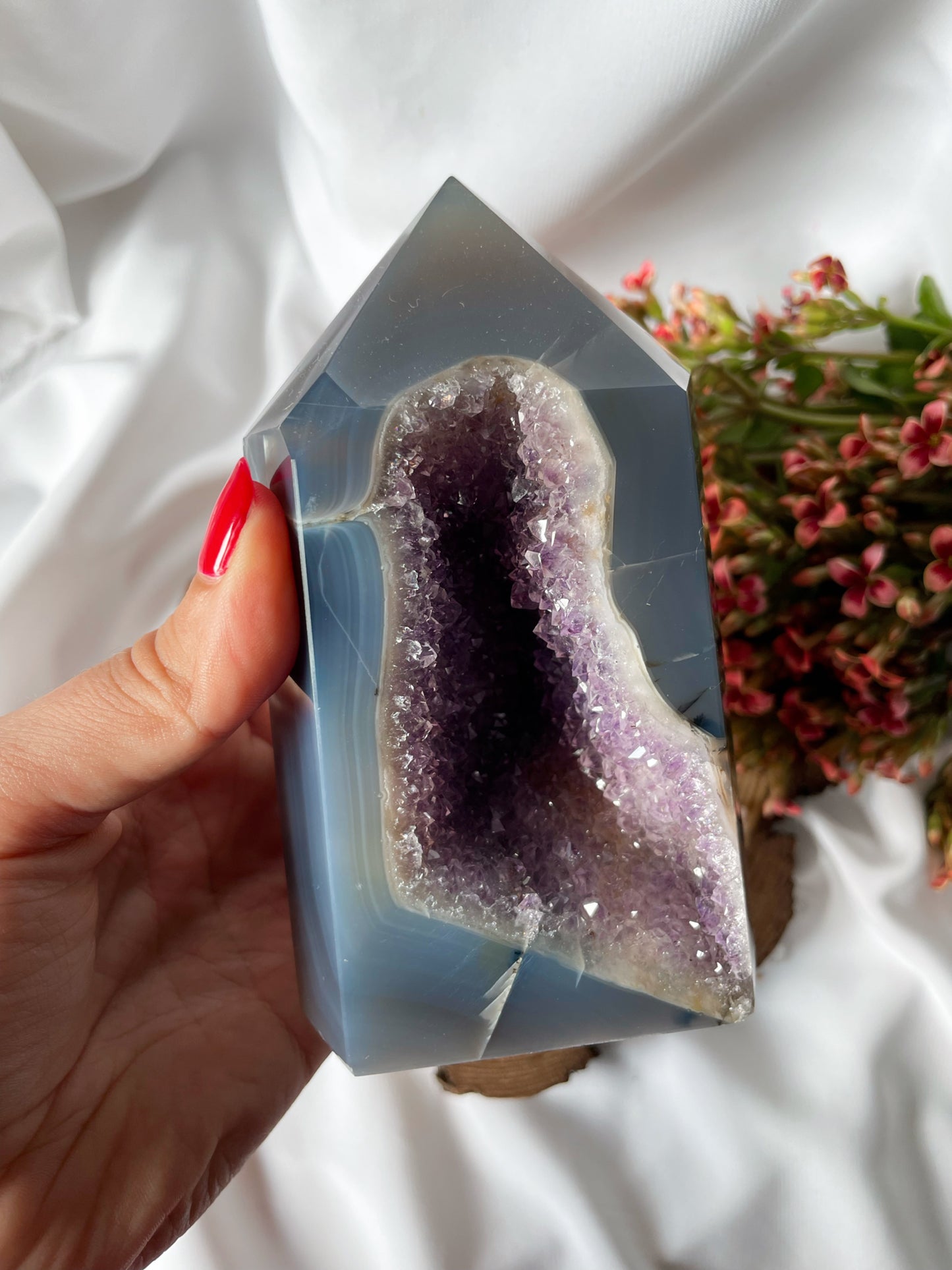 Achat Spitze mit Amethyst, Brasilien, AB155