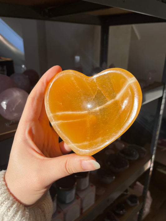 Orangencalcit Herz Schale 🍊