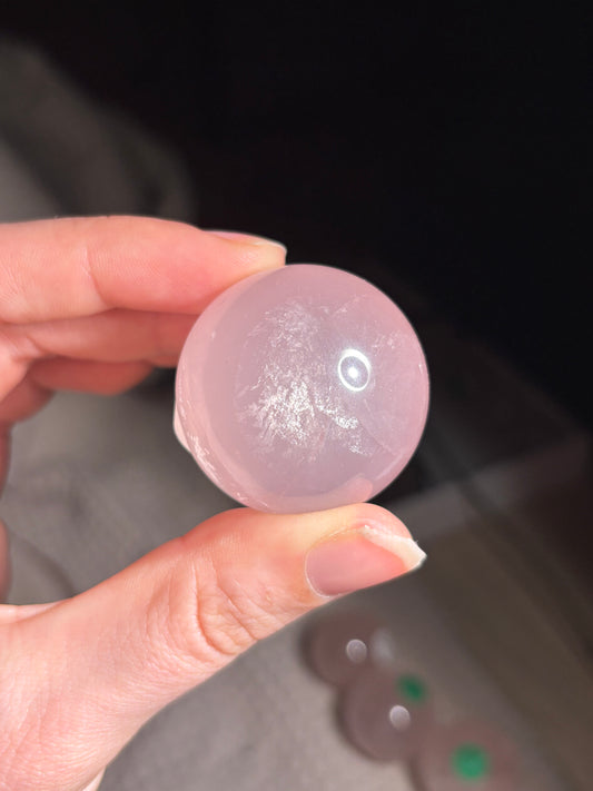 Transparente Rosenquarz Kugel mit Stern, High Quality ⭐️ Nr. 5