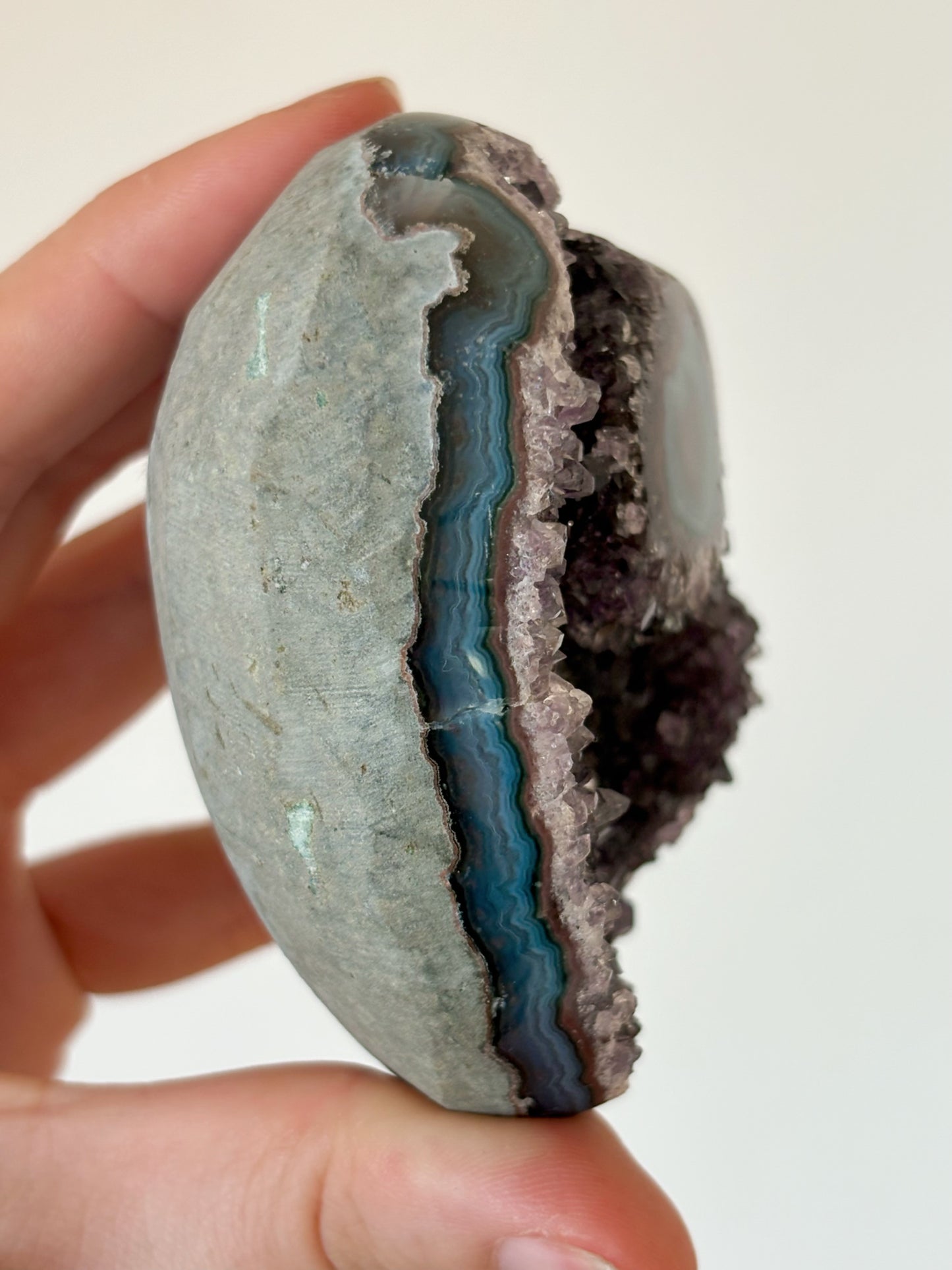 Amethyst x Achat Herz aus Uruguay
