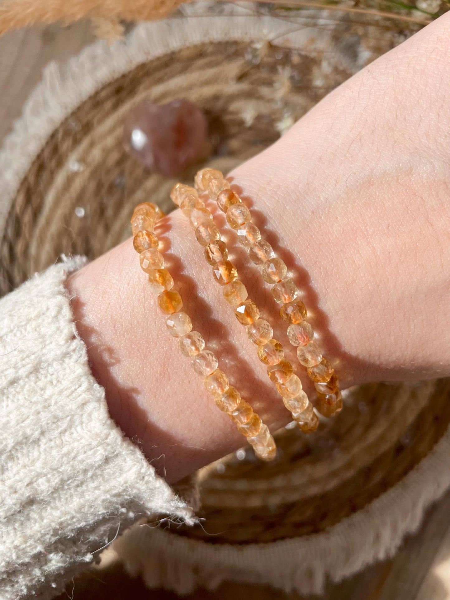 Citrin gebrannt facettiert Armband 4-5mm