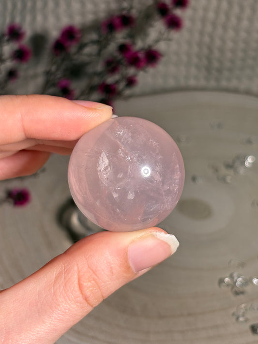 Transparente Rosenquarz Kugel mit Stern, High Quality ⭐️ Nr. 8
