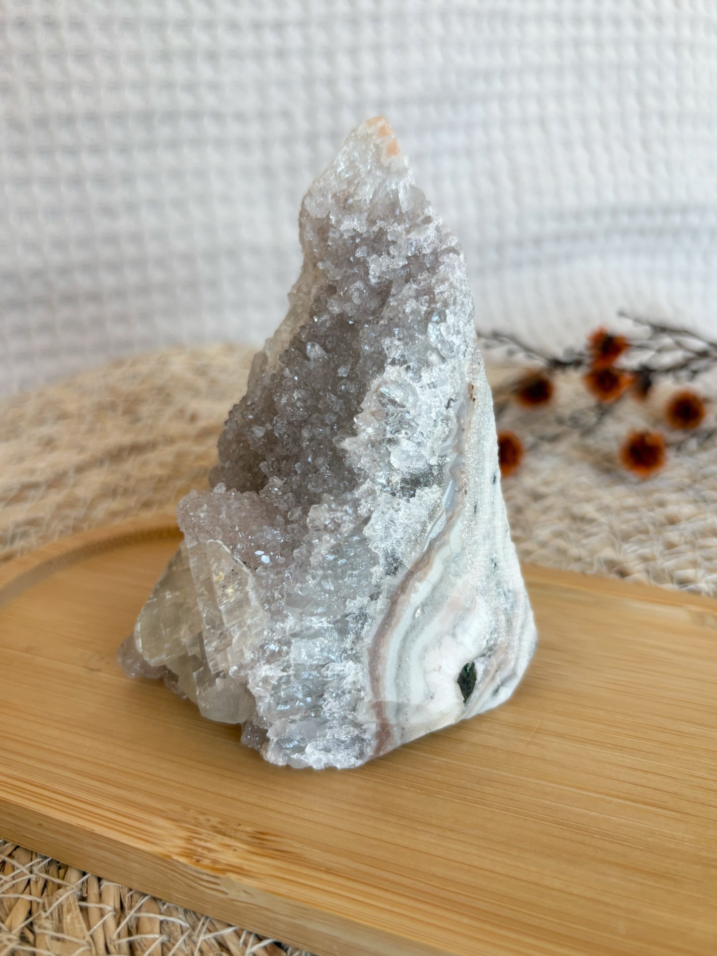 Galaxy Amethyst mit Calcit und Achat