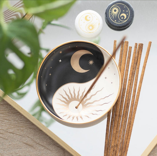 Yin & Yang- Räucherstäbchenhalter aus Keramik