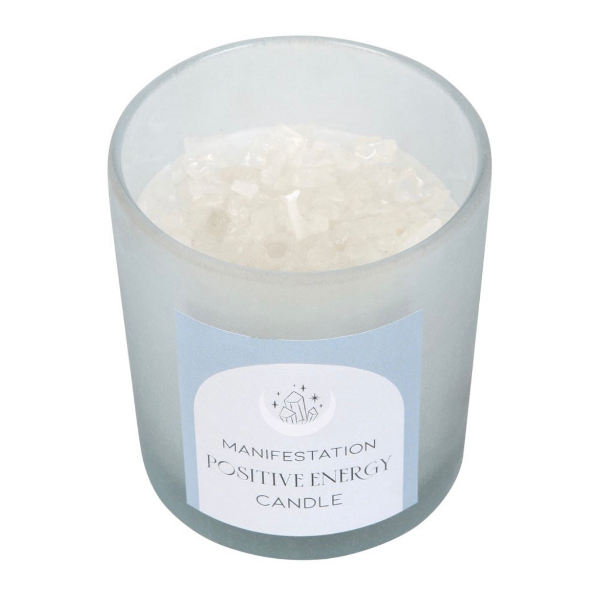 Kerze „Positive Energy“ - Weißer Salbei mit Bergkristallchips