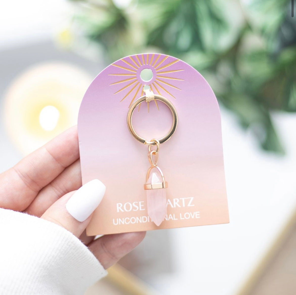 Schlüsselanhänger Rosenquarz
