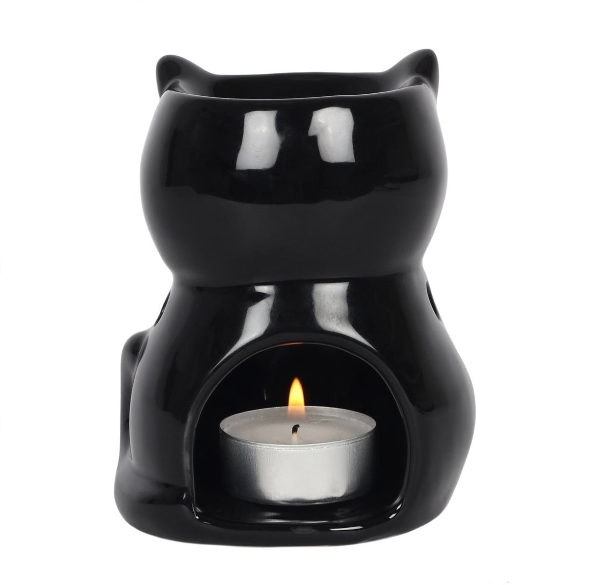 Schwarze Katze Wachs-Lampe / Teelicht