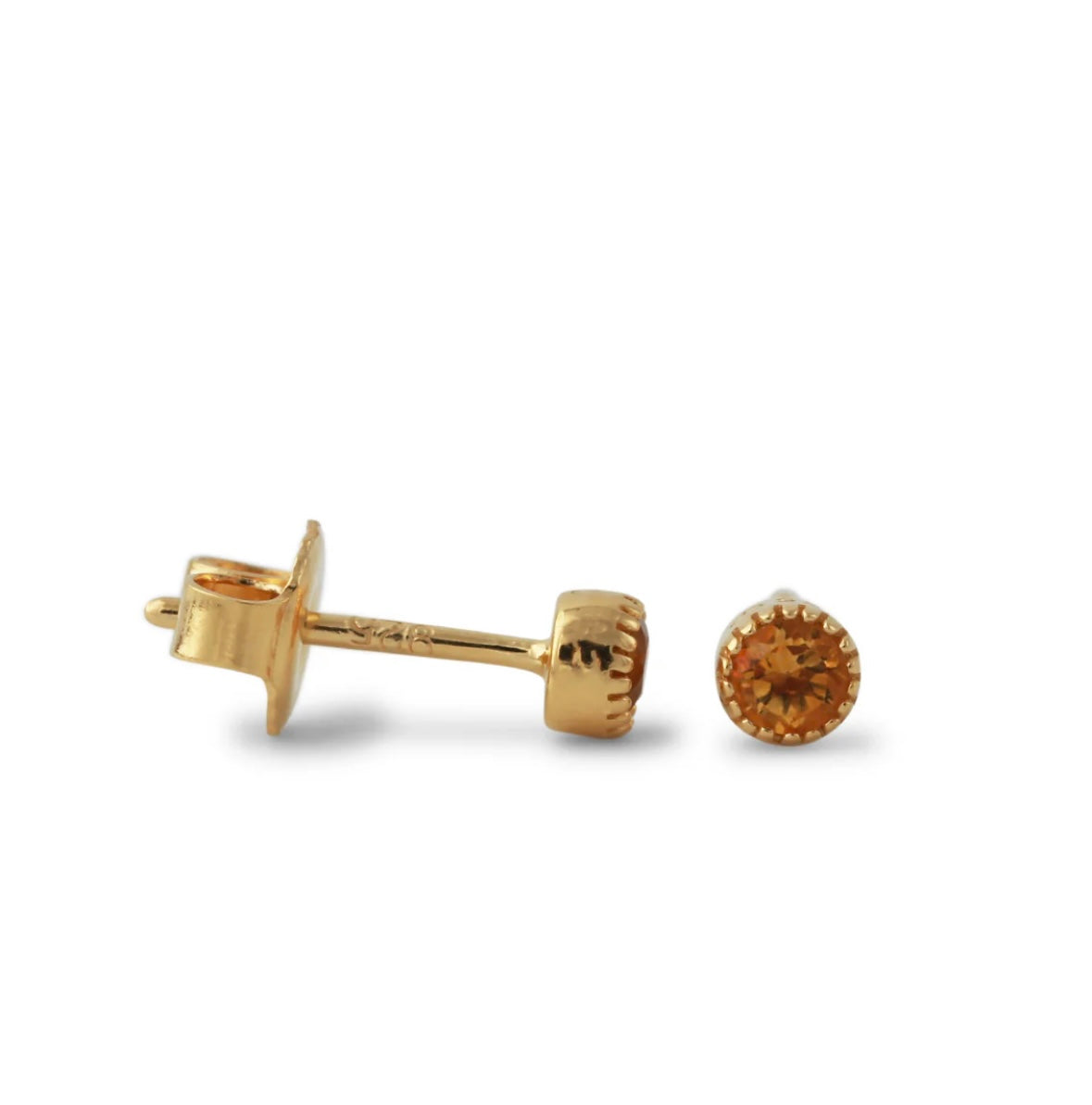 Citrin Ohrstecker „Tiny Spark“ - vergoldet
