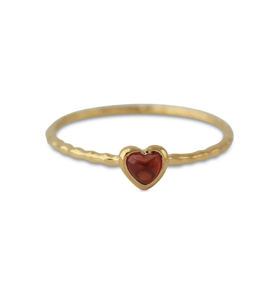 Granat Herz Ring - vergoldet