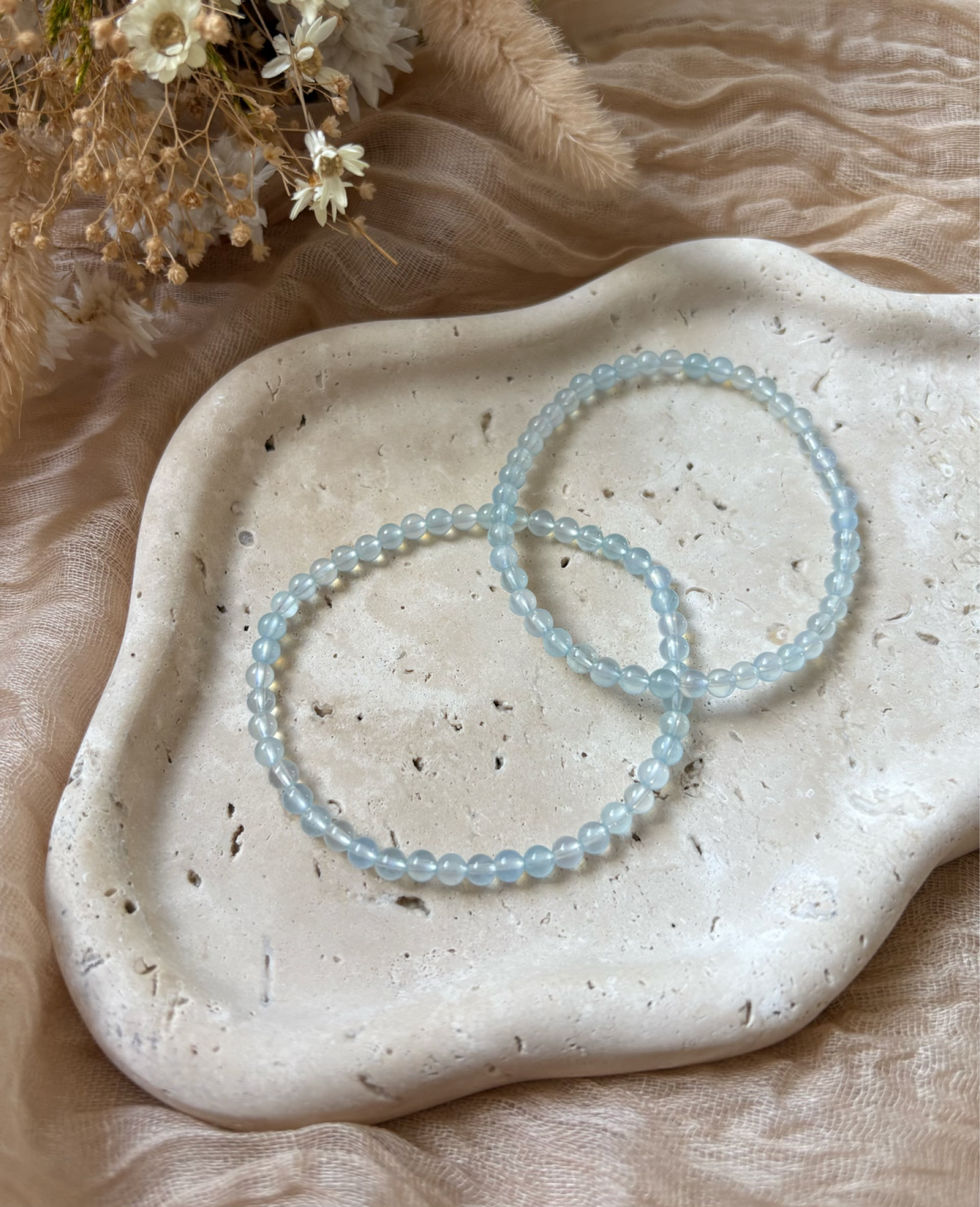 Aquamarin Kugelarmband - 3mm