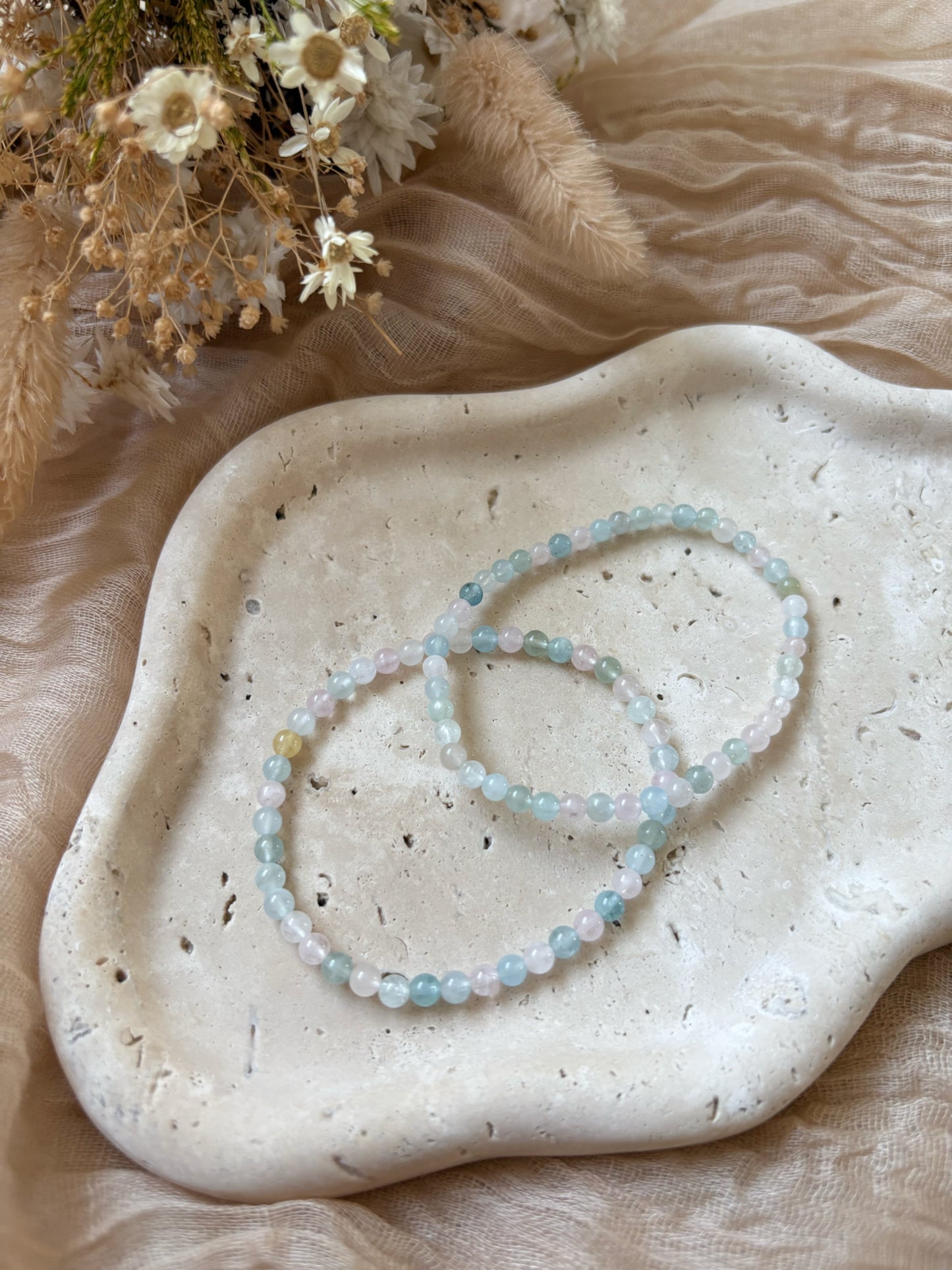 Beryll mehrfarbig Kugelarmband - 4mm